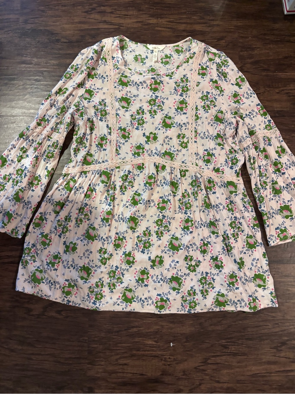 Matilda Jane Pink Floral Tunic with Green and Blue Accents